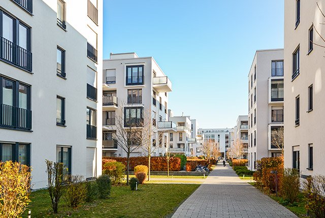 modern apartment buildings in a city